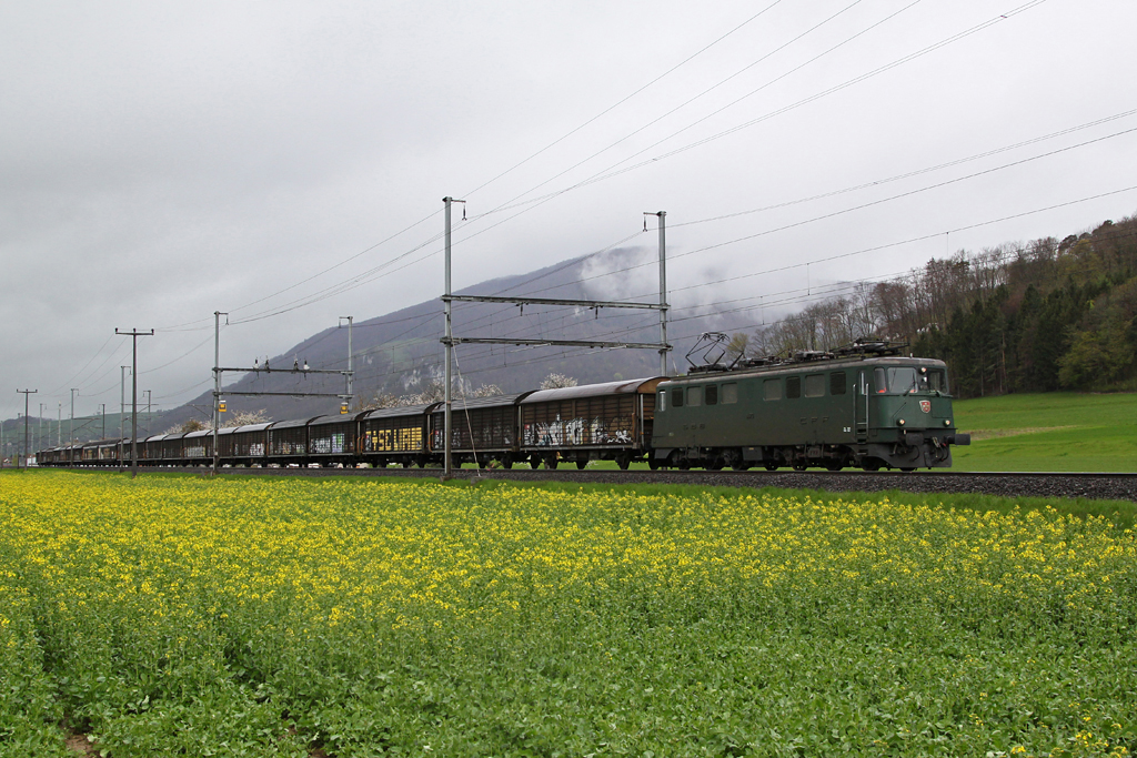 Ae 6/6 11743 mit einem Gterzug am 24.04.2012 bei Oensingen.