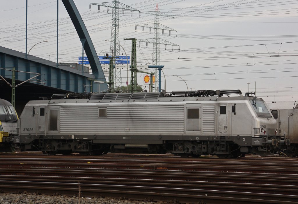 Akiem 37025 (i.E. fr HSL Logistics/ex FRET) steht am 28.10.11 abgestellt im Gbf Alte Sderelb.