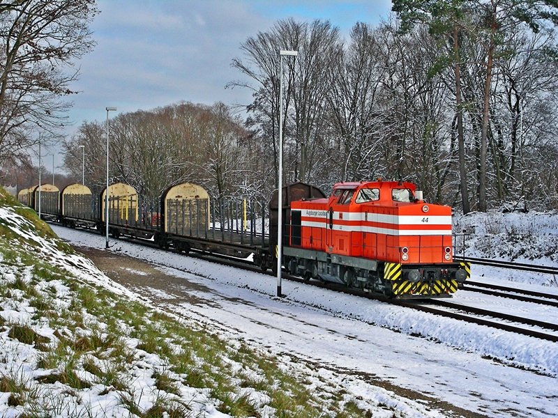 AL 44 am 16.11.07 bei Radersdorf mit einem Holzzug