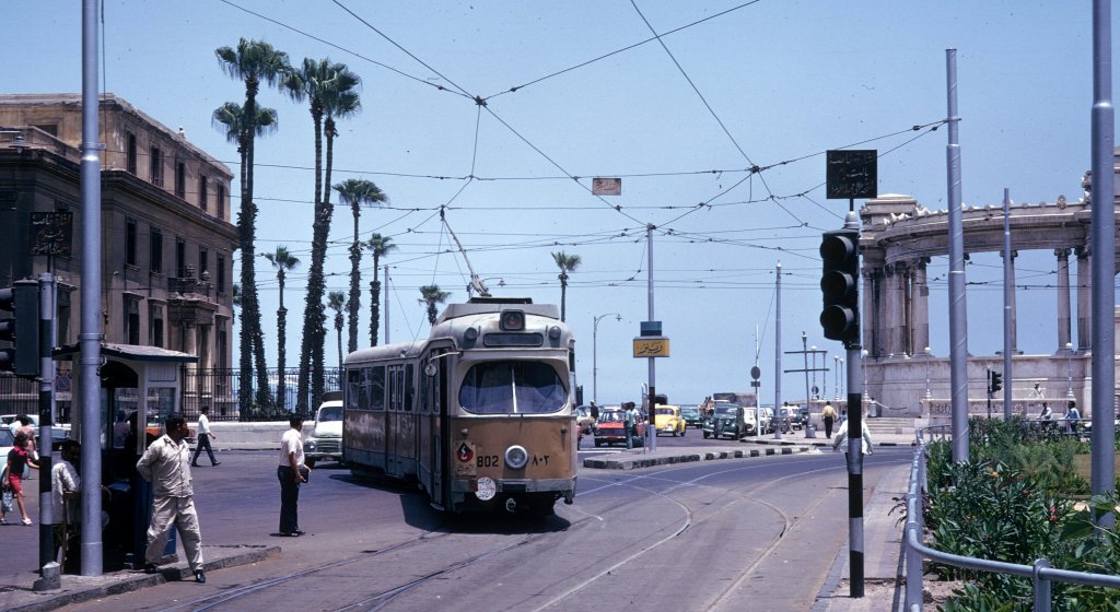 Alexandria SL 4 (DÜWAG/Kiepe-GT6 802, ehem. Københavns Sporveje 802) am 12. Juni 1974.