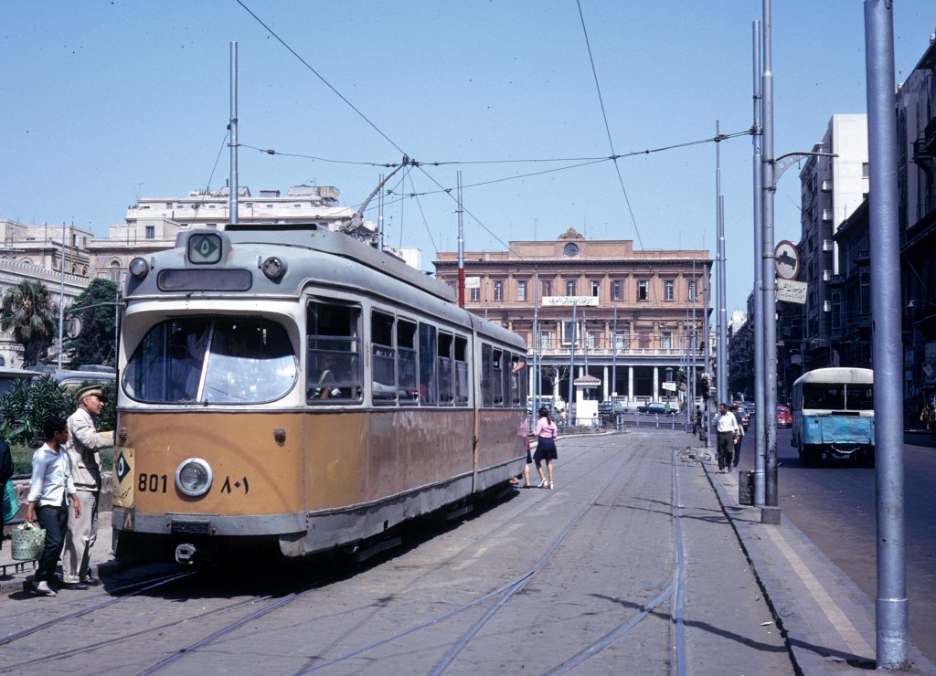 Alexandria SL 5 (DÜWAG/Kiepe-GT6 801, ehem. Kopenhagen KS 801) in Alexandria am 13. Juni 1974. - Scan eines Diapositivs. Film: Kodak Ektachrome. Kamera: Minolta SRT-101. 