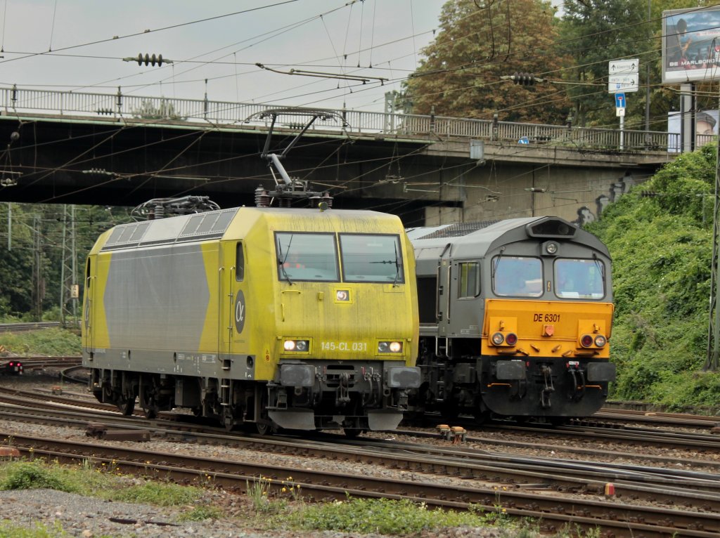 Alpha Trains 145-CL 031 und Crossrail DE6301 rangieren am 30.08.2011 in Aachen West.