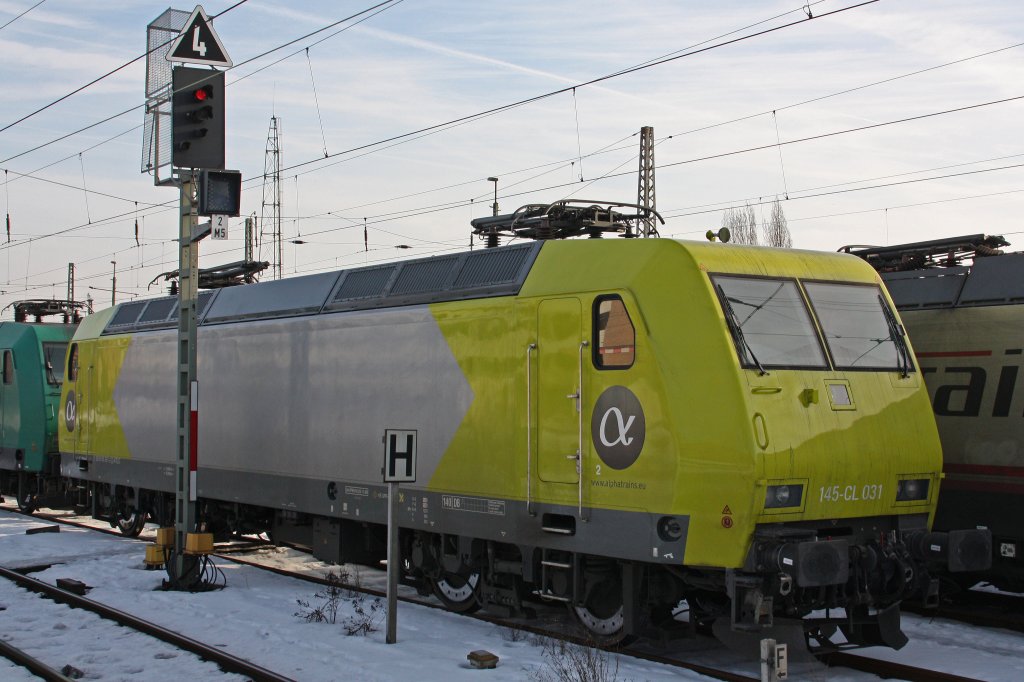 Alpha Trains 145-Cl 031 ist nun entlich wieder sauber und steht am 5.1.11 abgestellt in Krefeld Hbf