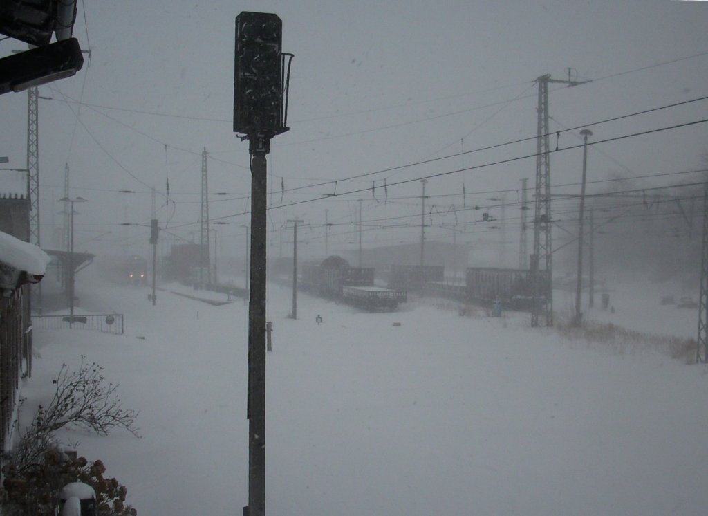 Als ich am Morgen vom 30.Januar 2010 mit meinen Hund seine Runde machte,fegte  Keziban  ber den Bahnhof in Bergen/Rgen.