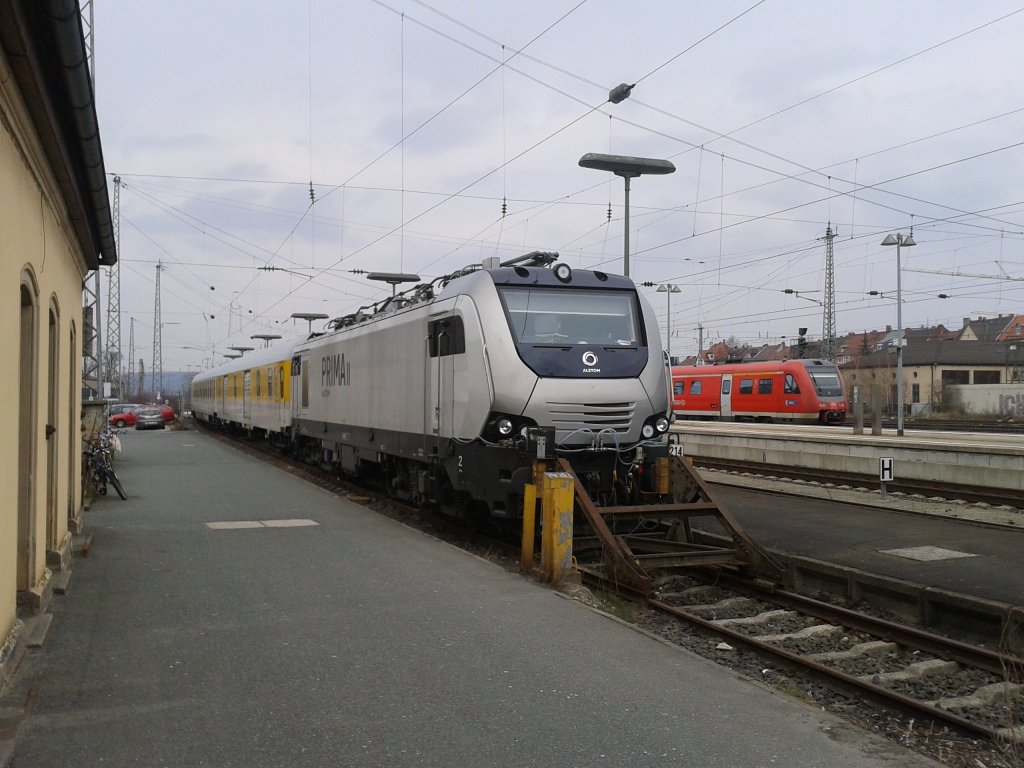 Alstom Prima 2 mit Messzug im Bahnhof Bamberg 23.03.2013