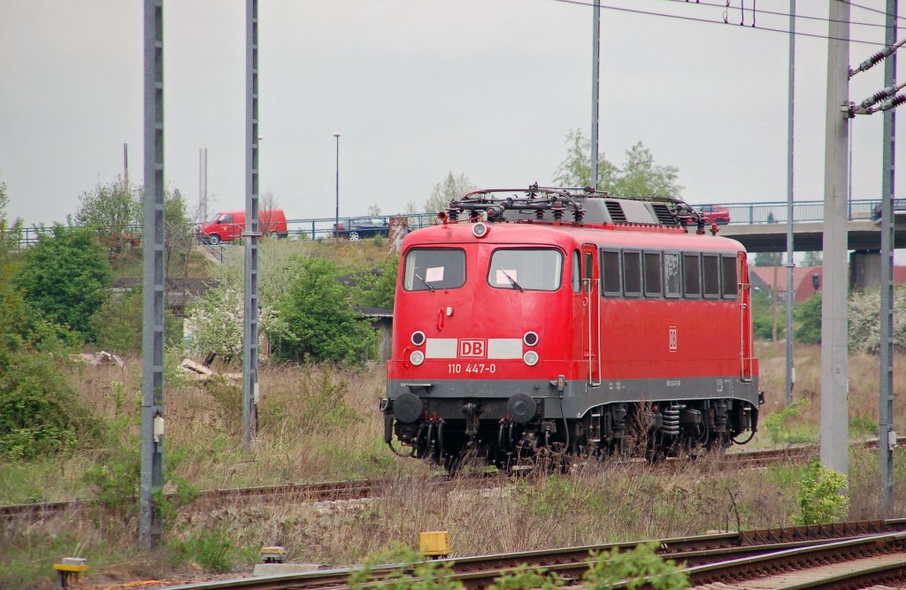 Am 04.05.10 steht 110 447 in Bitterfeld. Sie wurde dem Pbz 1967(Berlin - Leipzig) beigegeben.