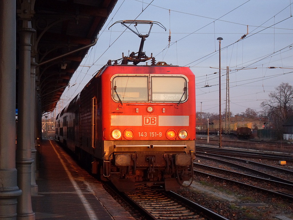 Am 06.03.2012 fuhr 143 151 die RB 29 von Stendal nach Salzwedel.