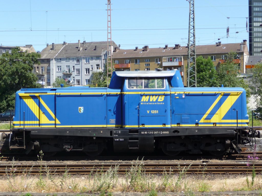 Am 07.07.2010 stand die V 1251 (212 247-1)der Mittelweserbahn in Hagen und wartete auf Arbeit.