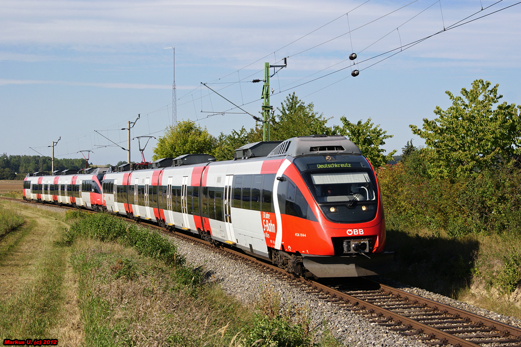 Am 07.09.2012 fuhren 4124 014  50 Jahre S-Bahn in Wien  und 4124 008  VOR  gemeinsam als REX2827 von Wien Meidling nach Deutschkreutz.