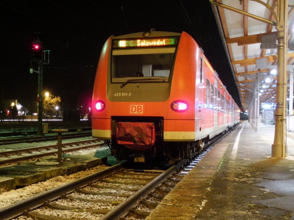 Am 08.02.2013 fuhr 425 511/011 auf der RB 29 Stendal->Salzwedel.