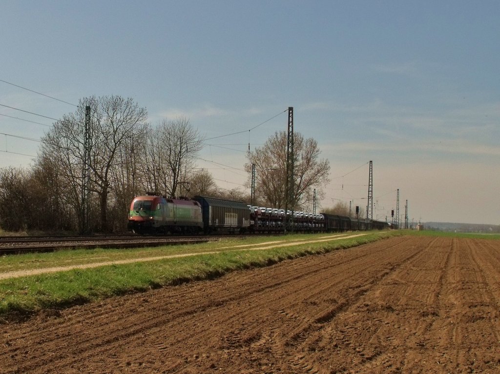 Am 08.04.2010 war die 1116 007 wieder mit dem Audizug nach Gyr unterwegs. Hier in Mangolding