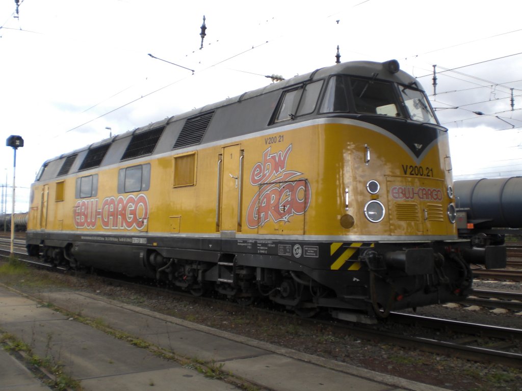 Am 08.10.2009 stand die EBW Cargo V200.21 in Mainz Bischofsheim.