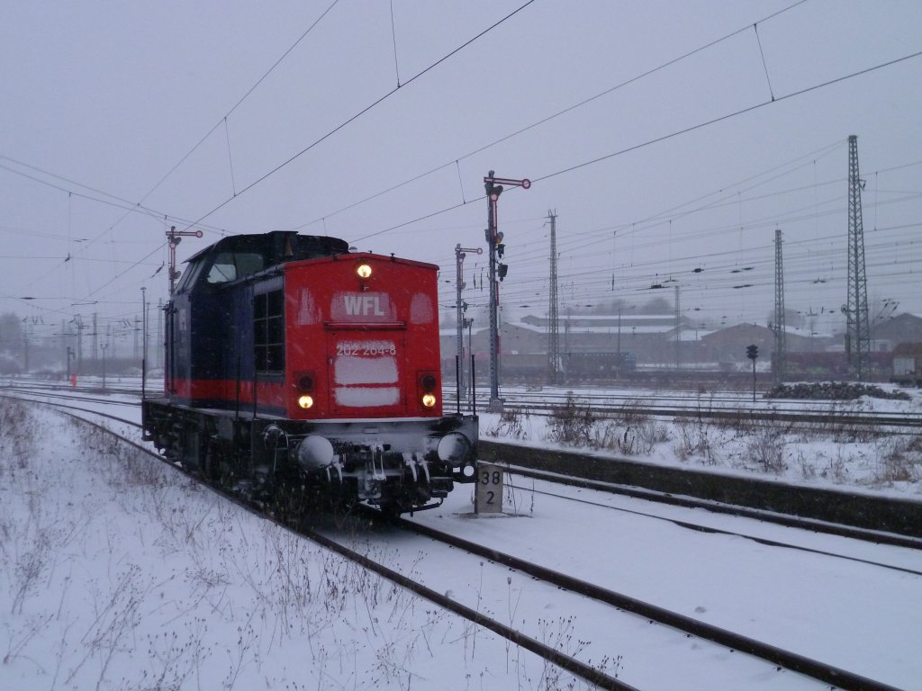Am 09.12.12 fuhr ein Sonderzug von Nossen nach Zwickau/Sachs. Hier nach der Ankunft in Zwickau/Sachs. Zusehen die 202 264-8 beim umsetzen.