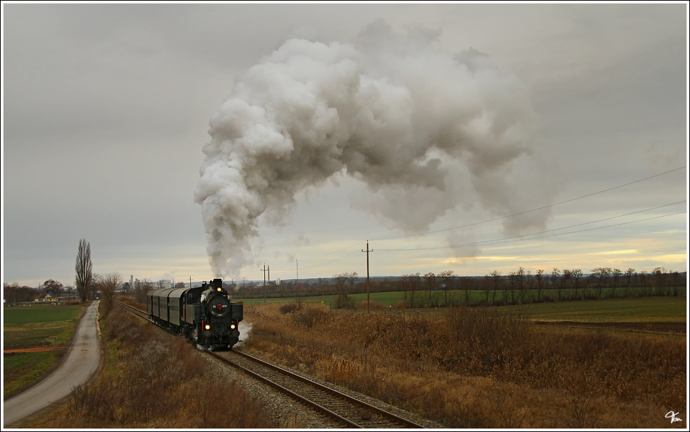 Am 10.12.2011 gab es im Pulkautal(Retz-Zellerndorf-Laa/Thaya-Mistelbach) einen Fotosonderzug.Bespannt wurde der Zug mit der Dampflok 93.1420 vom Verein Neue Landesbahn. 
Wulzeshofen