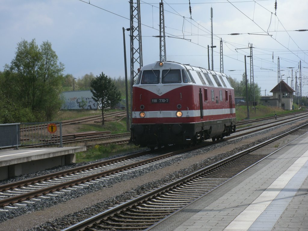 Am 10.Mai 2013 traf 118 770 auf Rgen ein.Hier mute die Lok in Bergen/Rgen umsetzen um nach Putbus zugelangen.