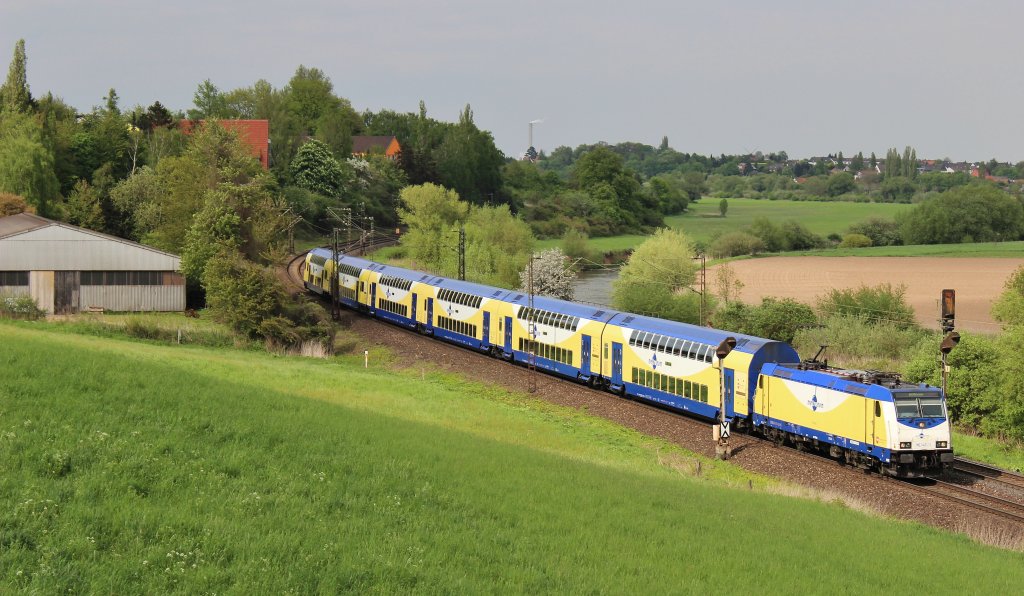 Am 10.Mai 2013 war ME146 11 mit einem ME bei Elze(Han) auf dem Weg in die Universittsstadt Gttingen.