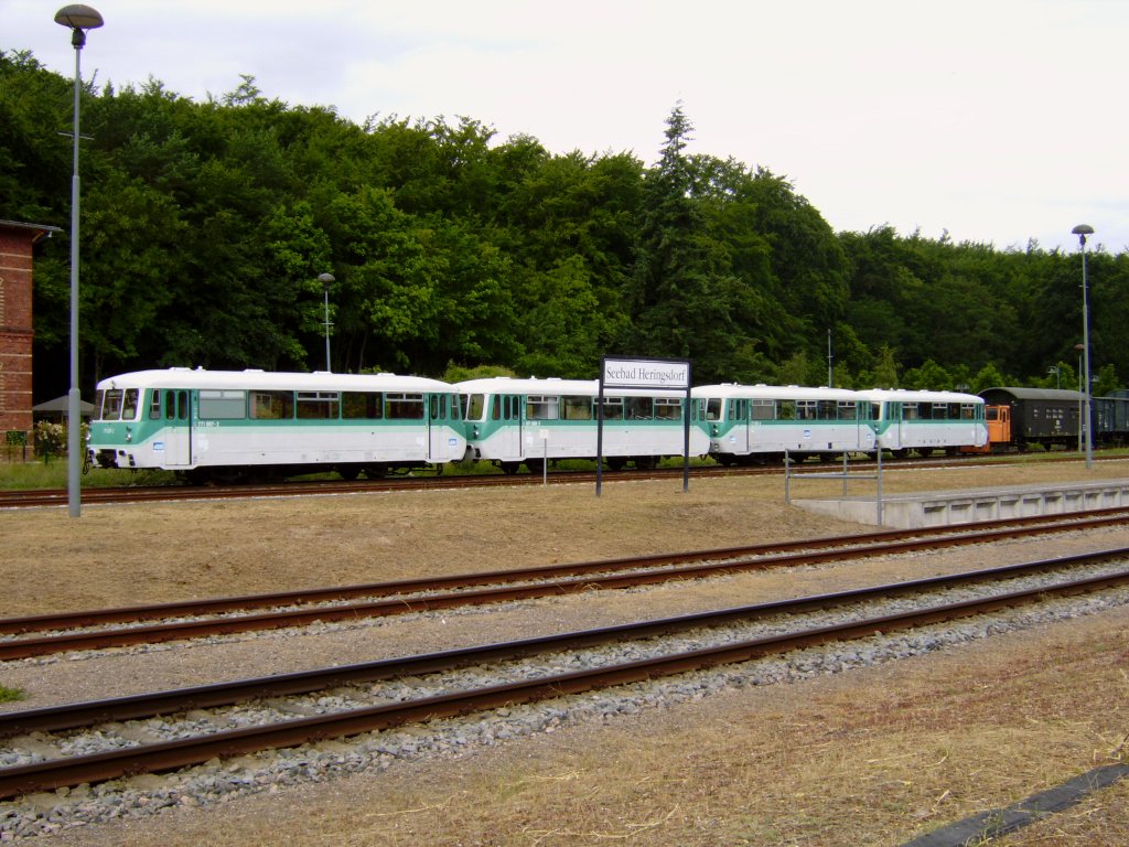 Am 12.07.2009 warteten mehrere Ferkeltaxen der Br 772 im Bahnhof von Seebad Heringsdorf auf nchste Einstze oder bessere Zeiten.