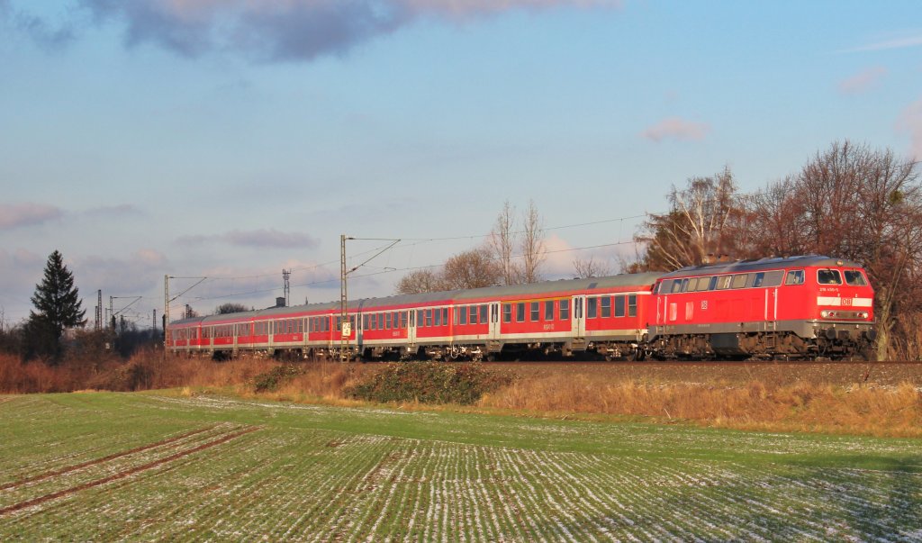 Am 12.Januar 2013 begegnete mir bei Rssing/Barnten 218 450 mit einem RE von Bad Harzburg nach Hannover Hbf.