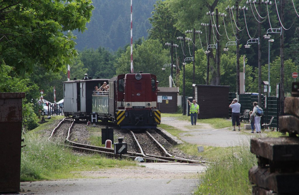 Am 13.06.2010 fhrt L45H-083 in den Bahnhof Sttzengrn-Brstenfabrik ein. 