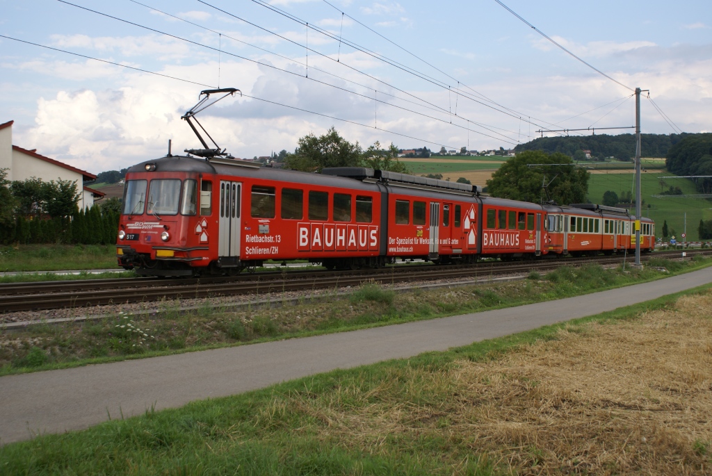 Am 13.8.10 erreicht der BDe 8/8 9 gemeinsam mit dem BDe 8/8 6 Berikon-Widen.