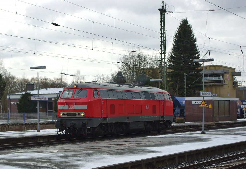 Am 15.03.2010 wurde Eschwege West von ganz seltenem Besuch beglckt. 218 139-4 brachte, aus Sden kommend, ein paar RailPro-Schotterwagen in Gleis 1 um daraufhin umzusetzen.
