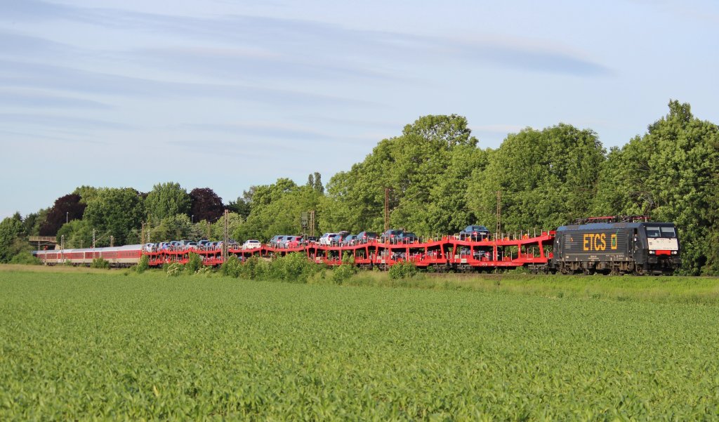 Am 16.Juni 2013 war ETCS 189 115 sdlich von Nordstemmen mit einem AZ auf dem Weg von Hamburg-Altona in den Sden.