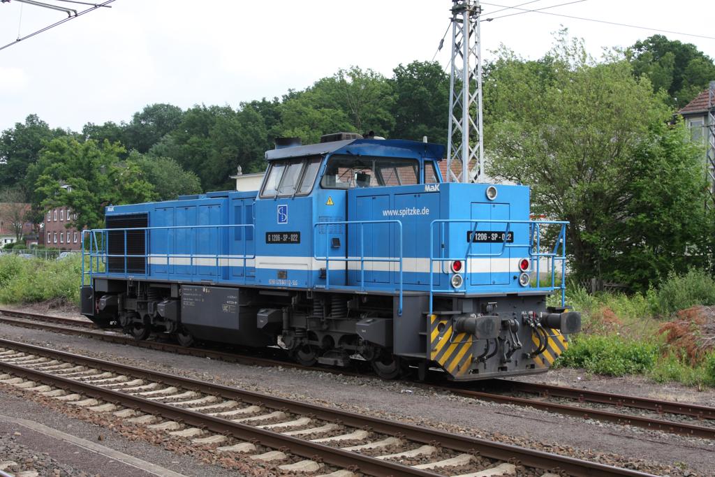 Am 1.7.2013 war die G 1206 SP 022 der Firma Spitzke im Bahnhof
Bad Bentheim abgestellt.
