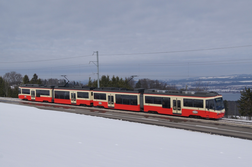 Am 17.2.12 fhrt der Be 4/6 69 gemeinsam mit dem Be 4/6 62 von Scheuren Richtung Neuhaus.
