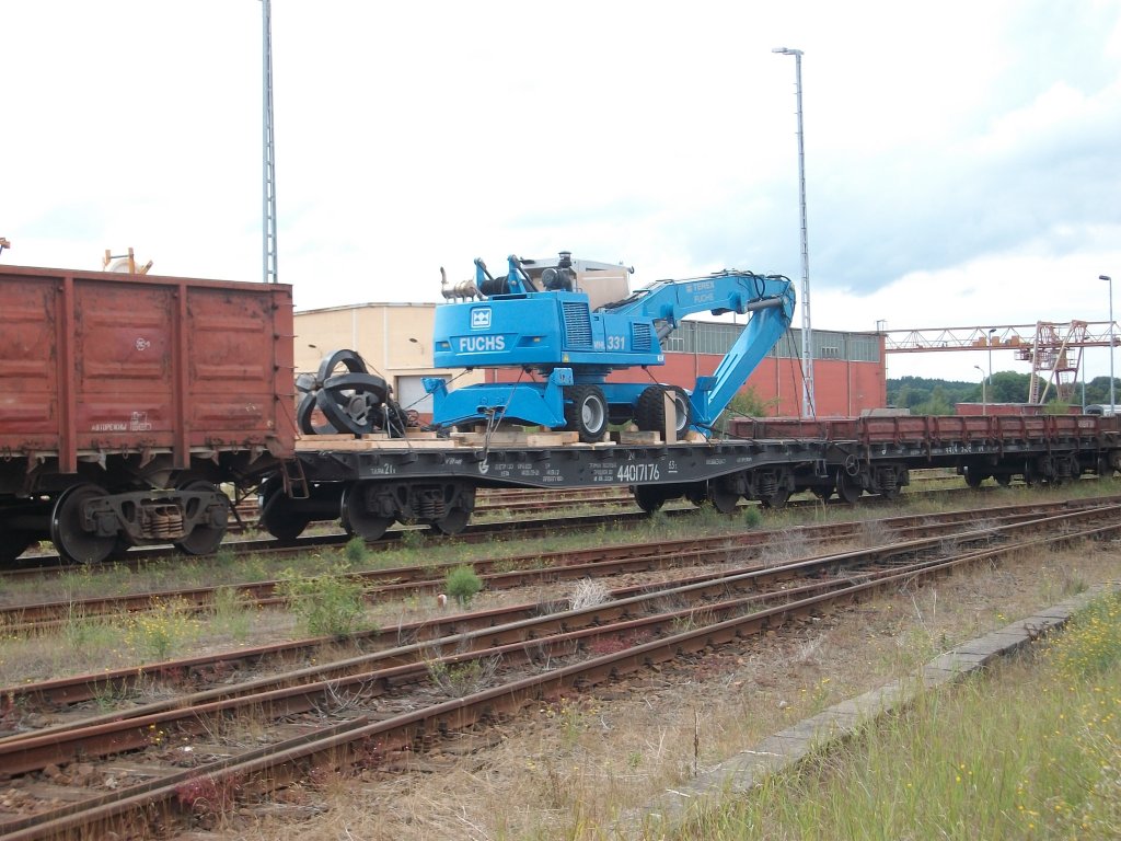 Am 17.August 2010 wurde in Mukran sogar ein  Fuchs  auf die Fhre verladen,der auf einem Breitspurflachwagen verladen war.