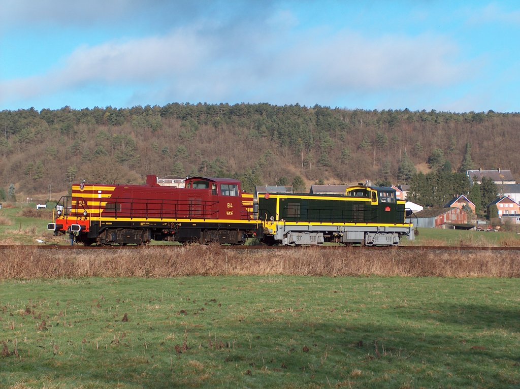 Am 19-09-2009, BB 914 und BB 63149 zwischen Treignes und Vierves