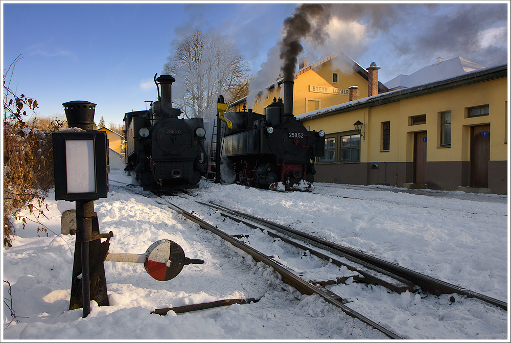 Am 19.Dezember besuchte ich die Steyrtalbahn, welche sich tief winterlich prsentierte. Steyr Lokalbahnhof.
