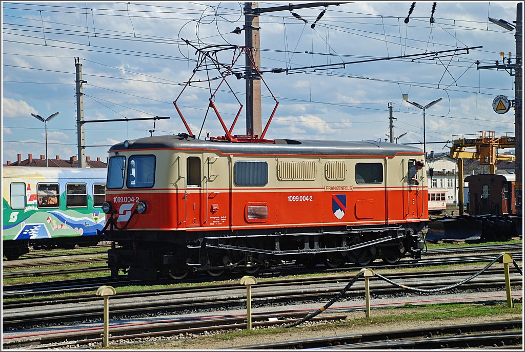 Am 1.April 2010 gnnte sich die 1099 004  Frankenfels  nach getaner Arbeit (R 6804/R 6805) eine kleine Pause in der Remise am Alpenbahnhof.