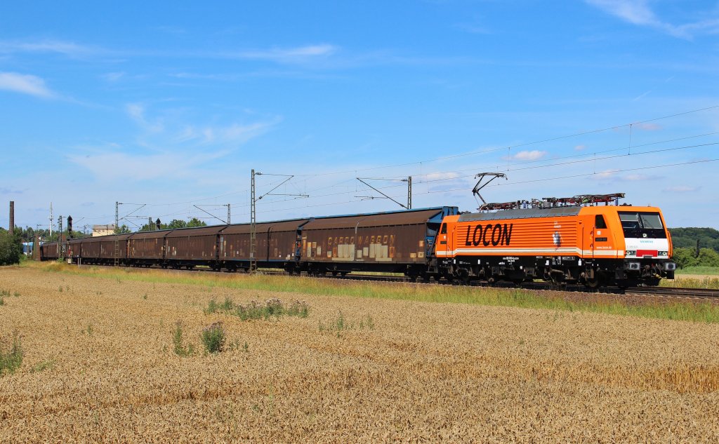 Am 1.August 2013 war Locon 189 820 mit H-Wagen bei Elze(Han) auf dem Weg Richtung Sden.