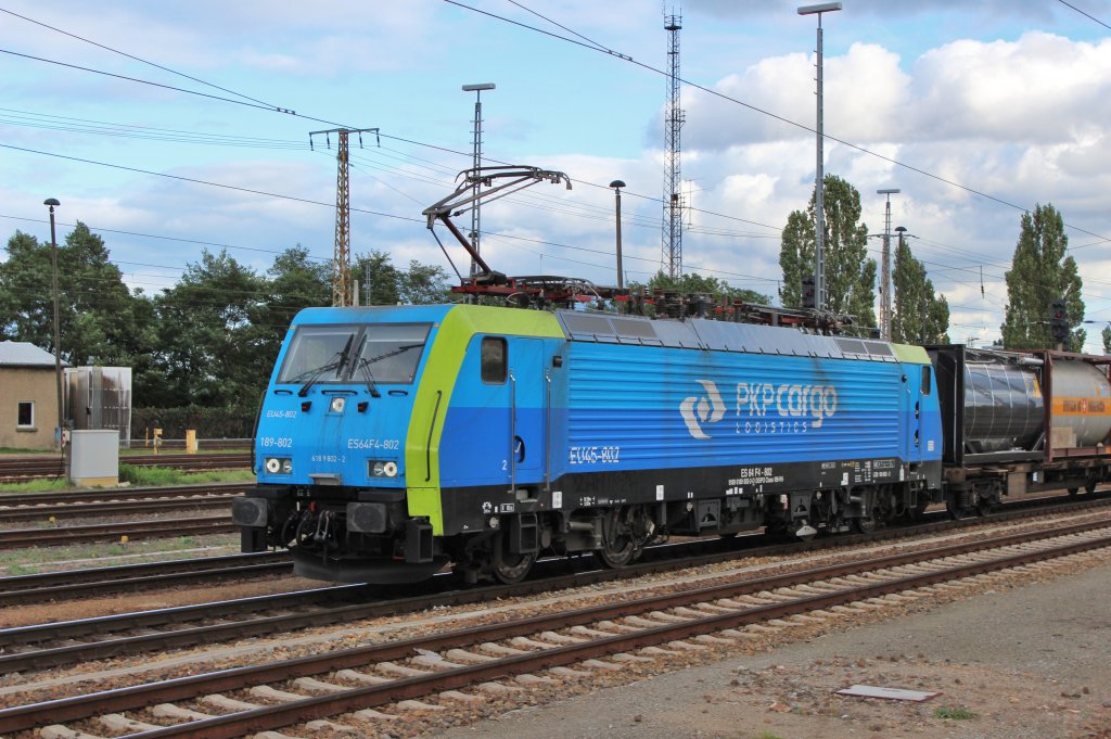 Am 22.September 2012 durchfhrt PKP 189 802 mit einem KLV-Zug Frankfurt/Oder Richtung Berlin.