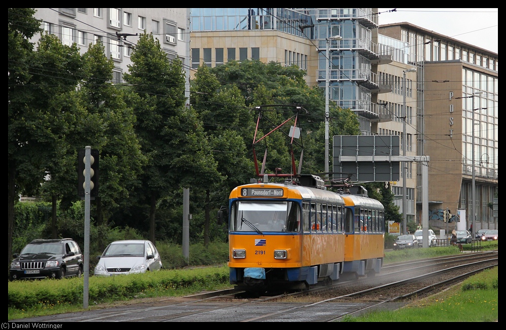 Am 23. August 2010 fhrt ein Tatra in Richtung Paunsdorf Nord.
