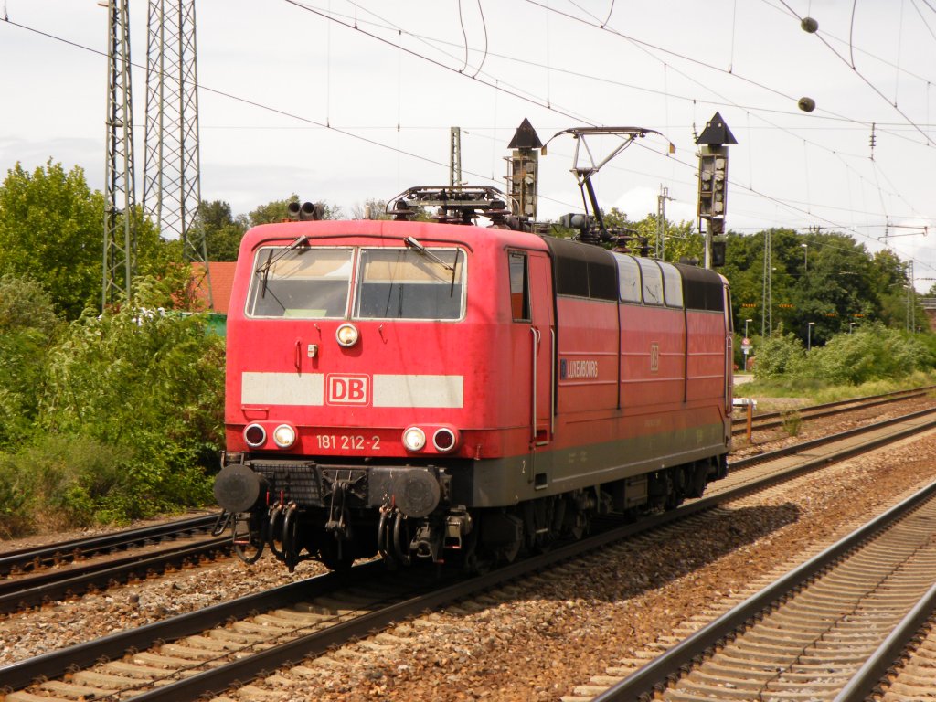 Am 23.Juni 2011 durchfuhr 181-212 den Bahnhof Graben-Neudorf Lz Richtung Sden.