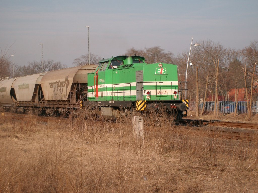Am 25.2.11 fuhr die BR 293 (Lok 22, LISA 2)der Erfurter Bahn, mit 5 leeren franz�sischen Getreidewagen,von Bad Langensalza in Richtung Gotha.