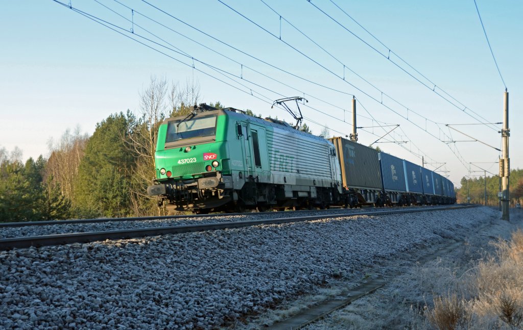 Am 26.01.12 zog 437023 der ITL ihre Blaue Wand durch Muldenstein Richtung Wittenberg.