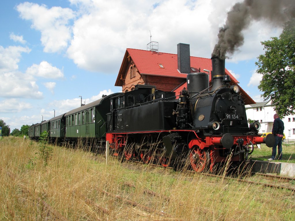 Am 26.07.2009 bespannte BR 91 134 einen Sonderzug von Rehna nach Schwerin HBF