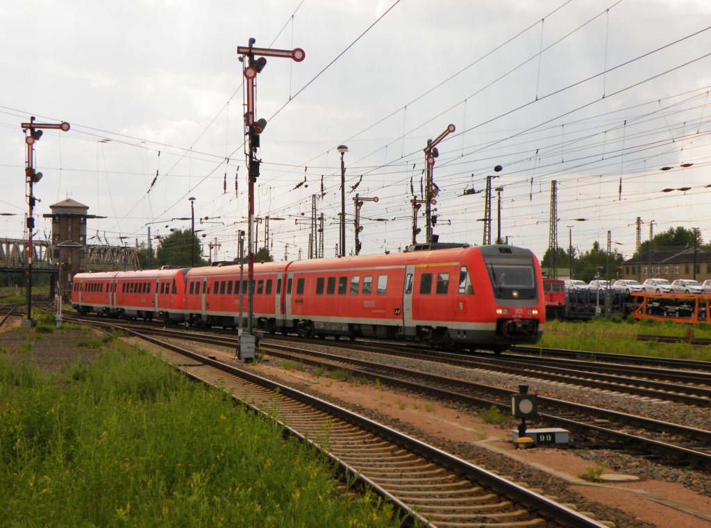Am 27.Mai 2012 erreichte ein Prchen 612er als RE Gttingen->Zwickau den Zielbahnhof.