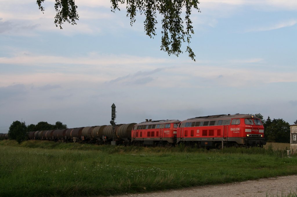 Am Abend des 10.08.10 konnten 225 806-9 + 010-8 mit einem ler bei Markt Schwaben fotografiert werden.