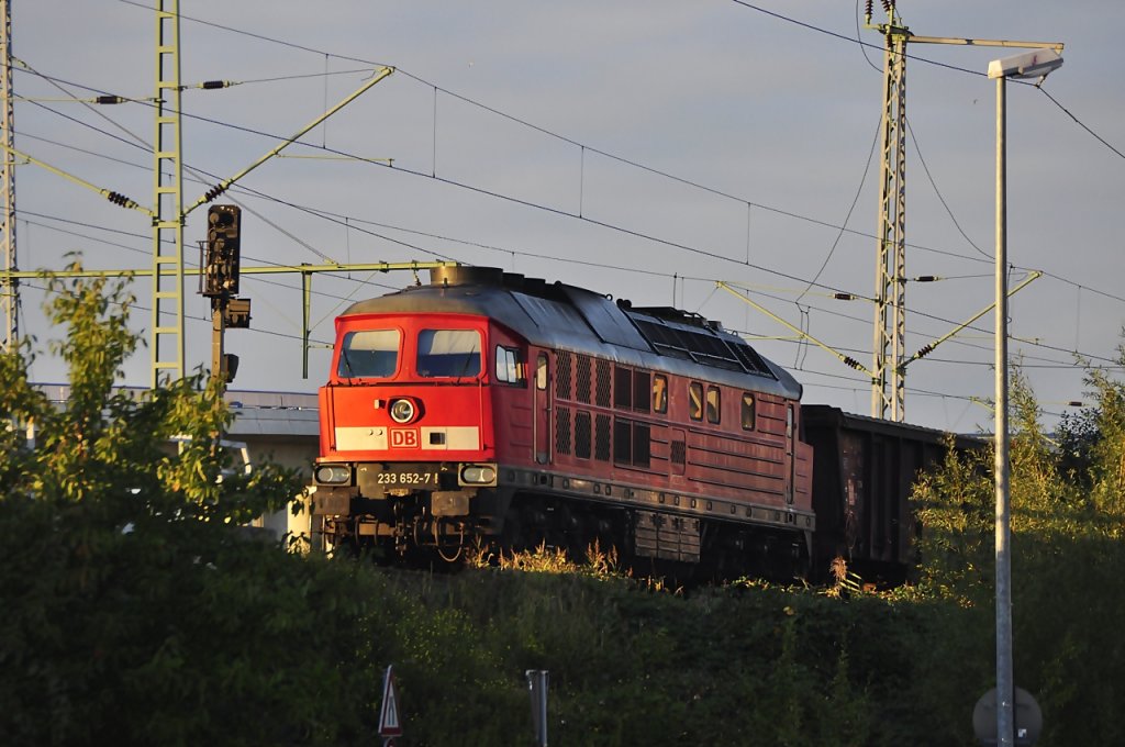 am Abend des 29.09.2010 wartet 233 652 im Bf Stralsund-Rgendamm mit ihrem Ea-Wagenzug auf die Dinge die da kommen