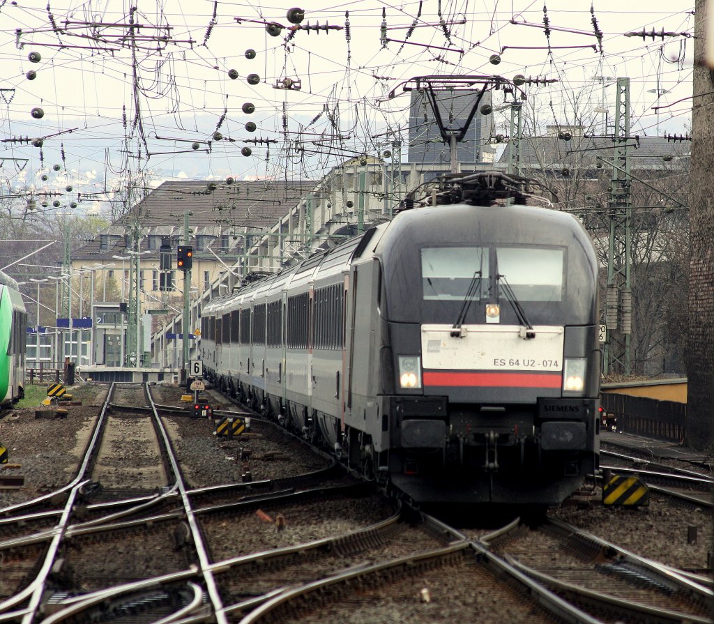 Anfahrt auf den Bahnhof Koblenz: 182 074 am 27.03.2011