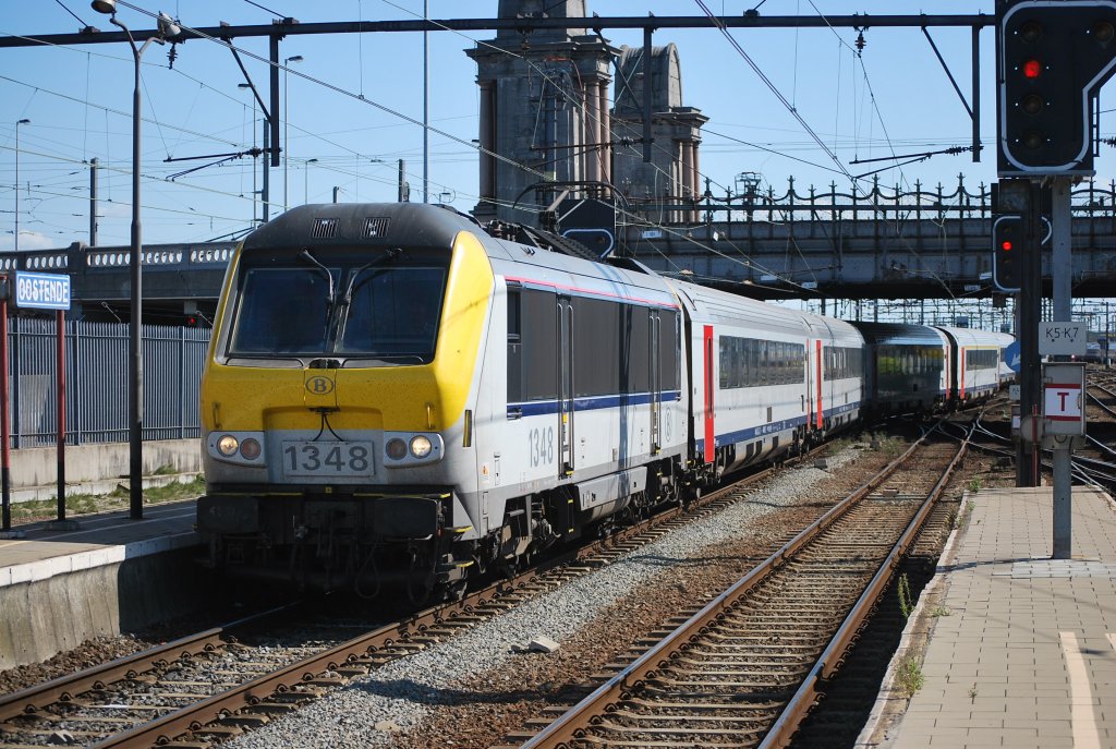 Ankunft des IC-Zuges aus Eupen in der Endstation Oostende. Bild vom 29.08.2009