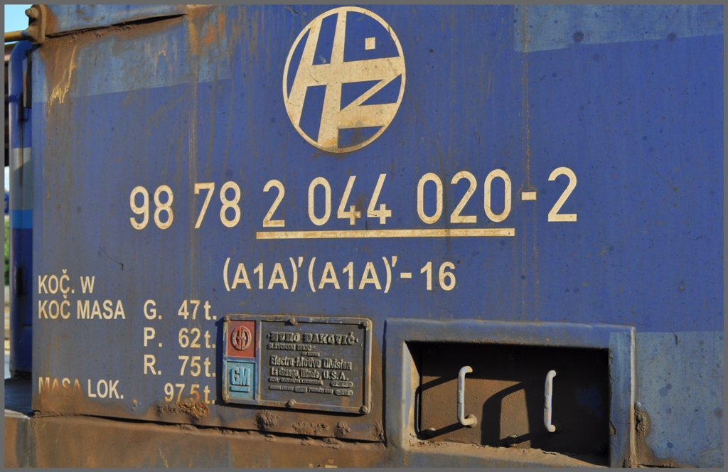 Anschrift der 2044 020 aus amerikanischer Produktion. (02.07.2011)