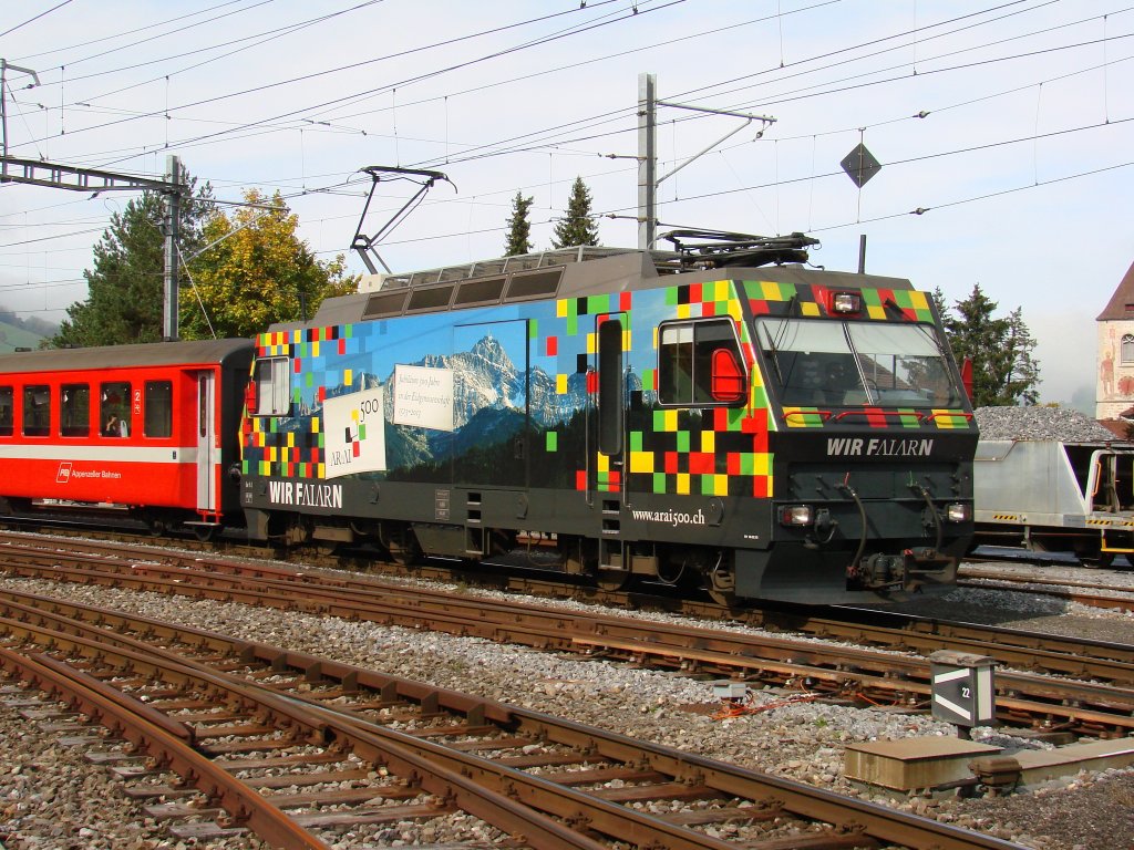 Appenzellerbahnen - Ge 4/4 1 im Bf. Appenzell - 11-10-2012