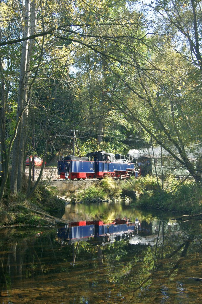 Aquarius C fhrt in den Bahnhof Steinbach ein. Prenitztalbahn 01.10.2011