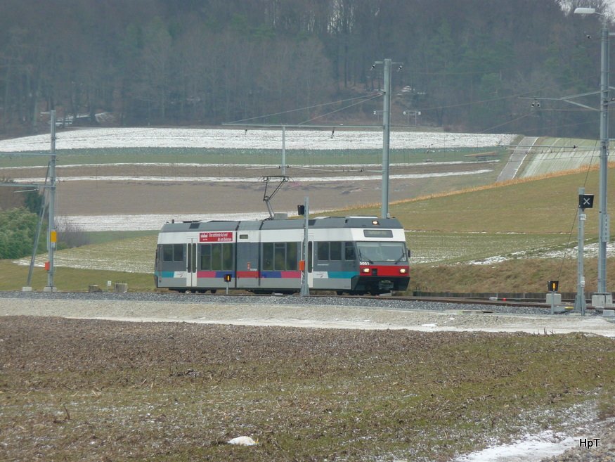 asm BTI - Triebwagen Be 2/6 505 als Regio nach Ins unterwegs bei Siselen am 29.01.2010