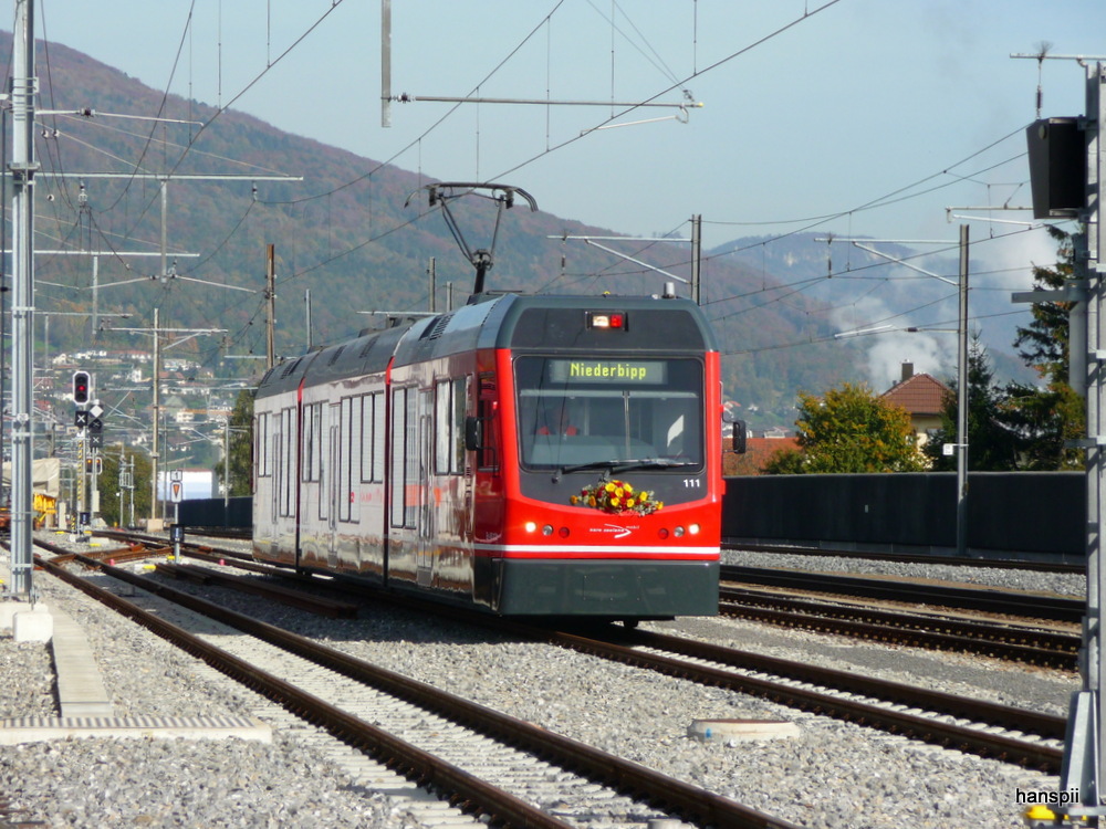 asm Oberaargau -  Be 4/8 111 im Pendelbetrieb zwischen Niederbipp und Oensingen am Bahnhoffest in Niederbipp am 20.10.2012