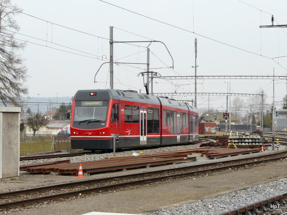 asm Oberaargau - Triebwagen Be 4/8  110 in Langenthal am 12.03.2011